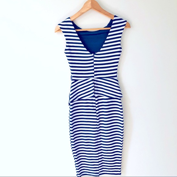 Striped Peplum Midi Dress - Picture 2 of 9